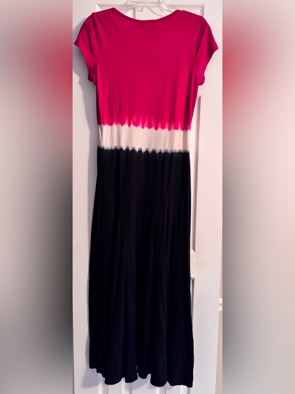 Ralph Lauren, Size L. Tie-Dye Colorblock Maxi Dress - Pink, White & Black - Picture 2 of 3